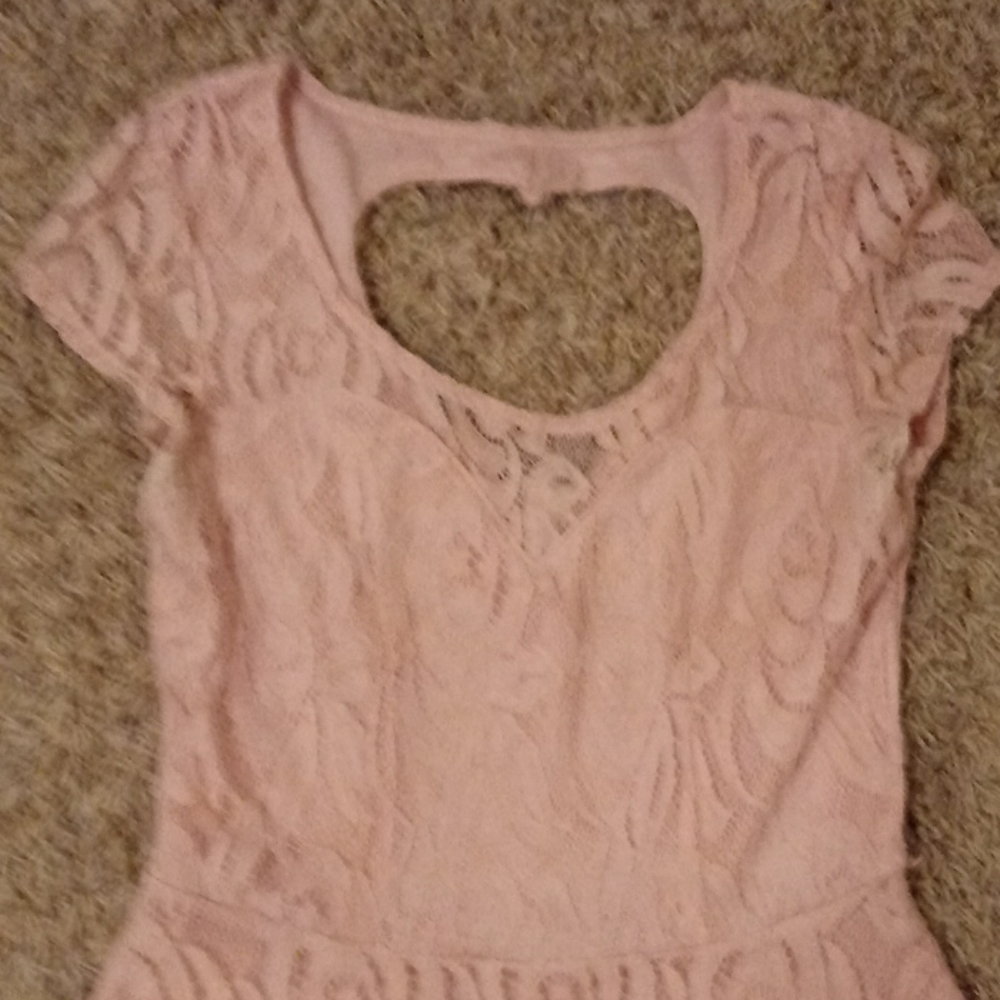 Pink lace dress with heart cut out